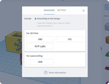 Tinkercad Software - Tinkercad export feature