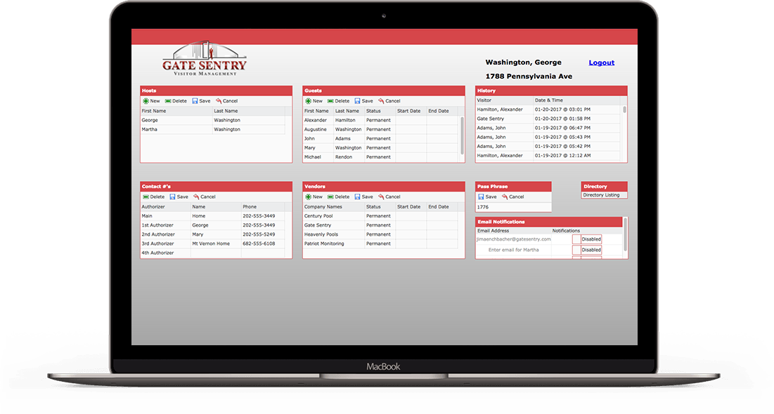 Gate Sentry's community portal offers a free, password-protected online hub for resident communities and the performance of key admin or operational tasks