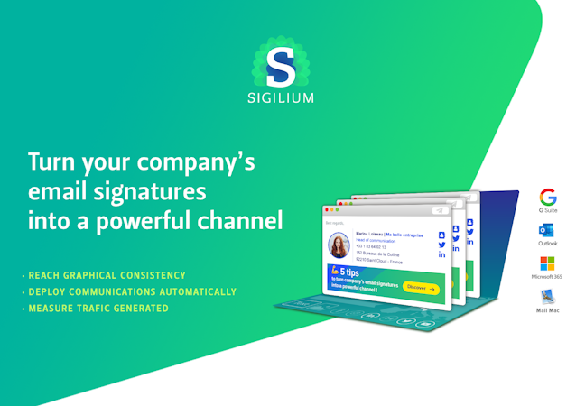 Sigilium screenshot: sync email signatures on Mail, Gmail, Outlook, Microsoft 365, Thunderbird...
