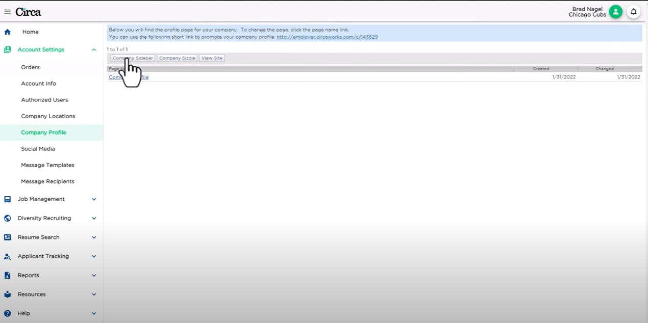 Mitratech Circa screenshot: Circa company profile creation