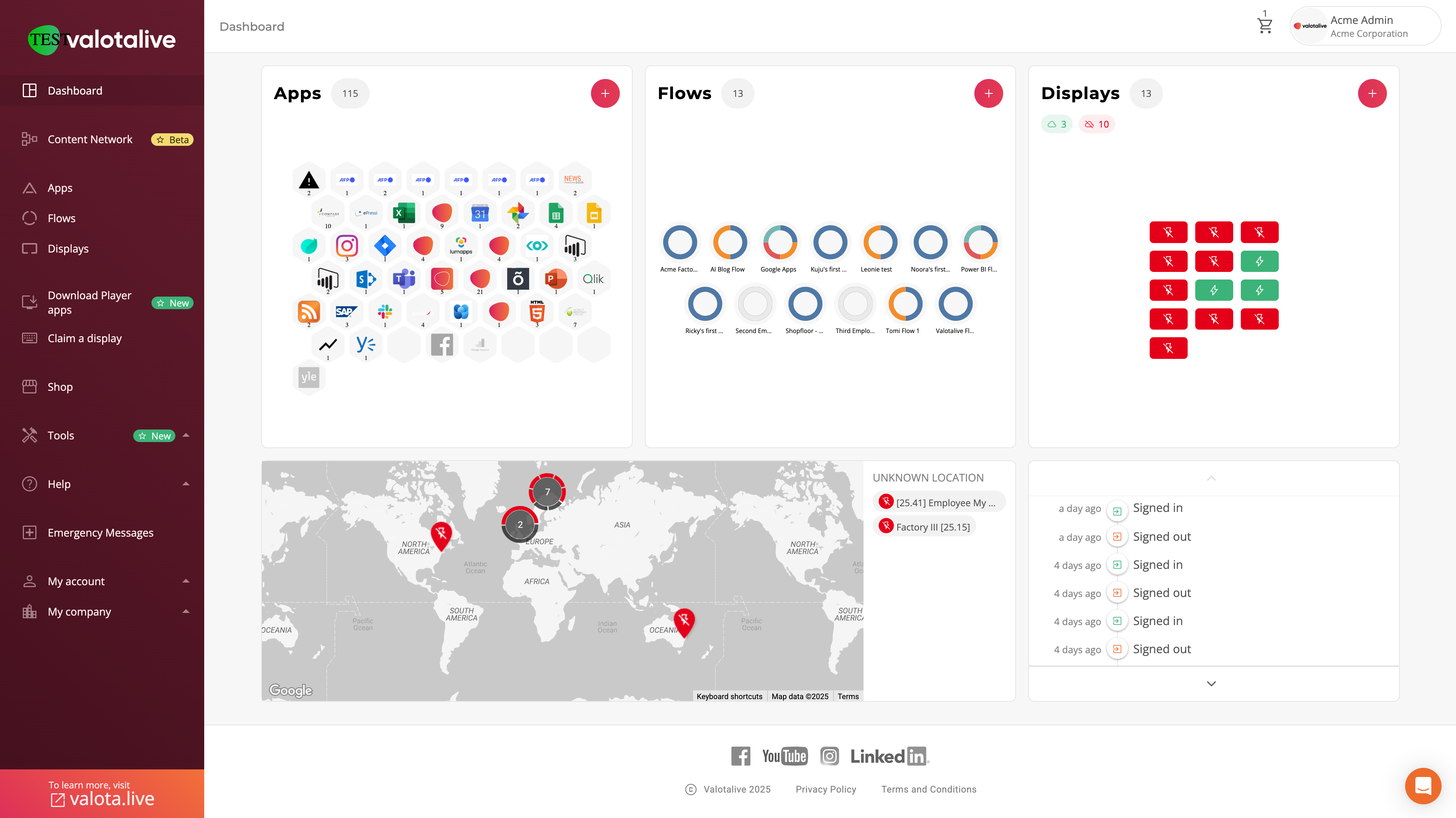 Valotalive screenshot: Valotalive dashboard