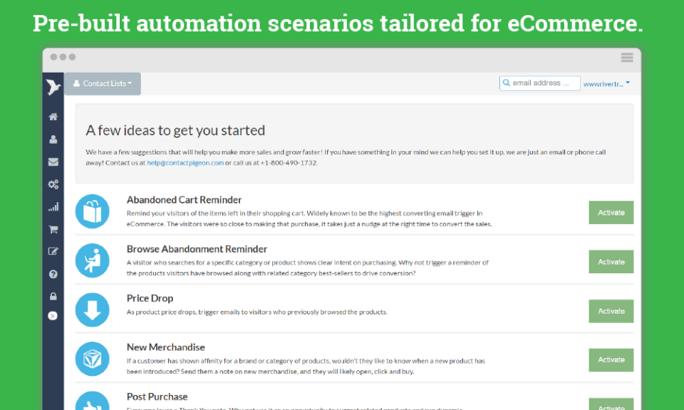 ContactPigeon Software - Utilize automation scenarios