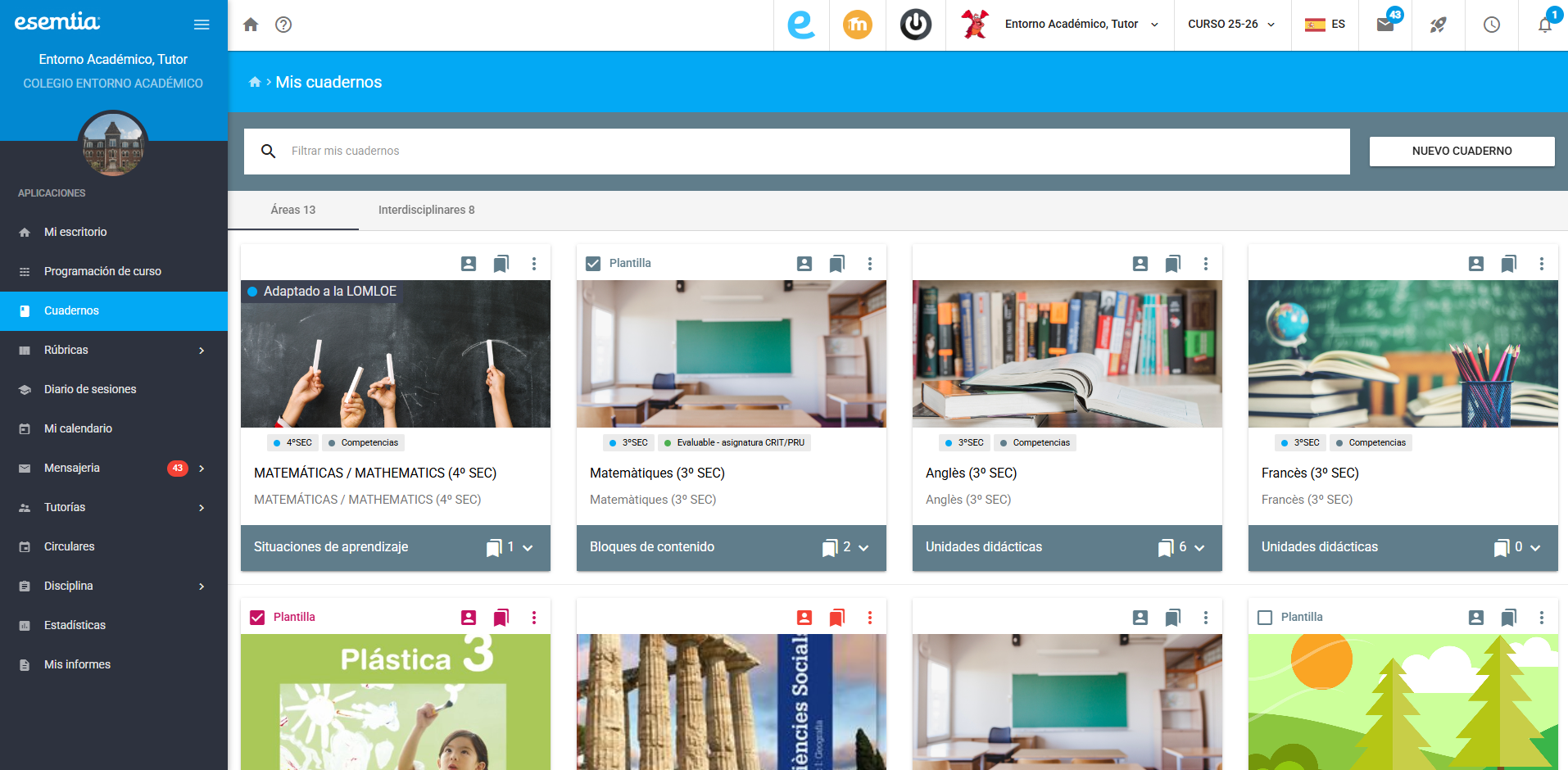 Esemtia | School screenshot: Esemtia | School dashboard