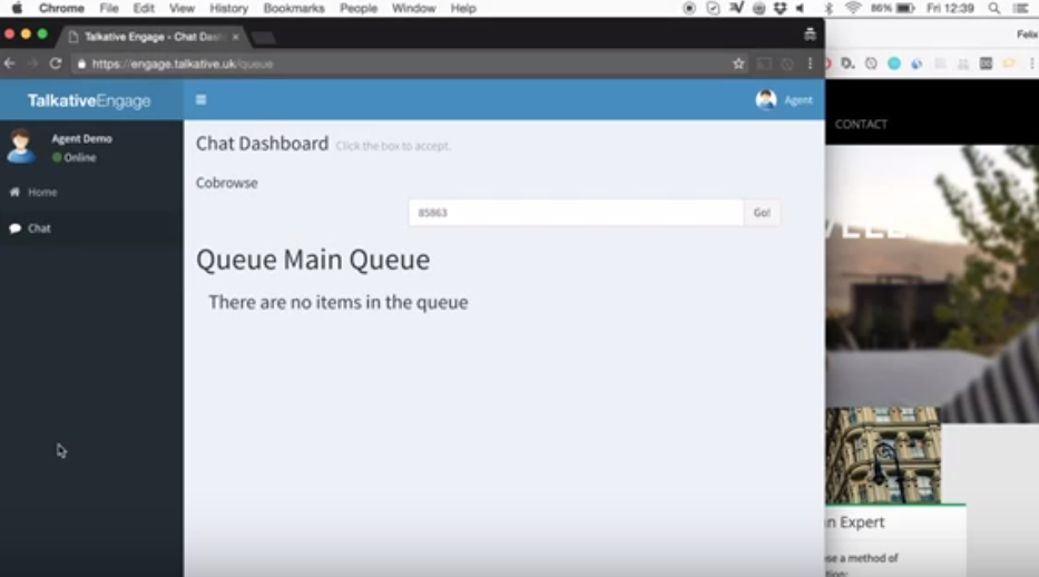 Talkative screenshot: Talkative chat dashboard