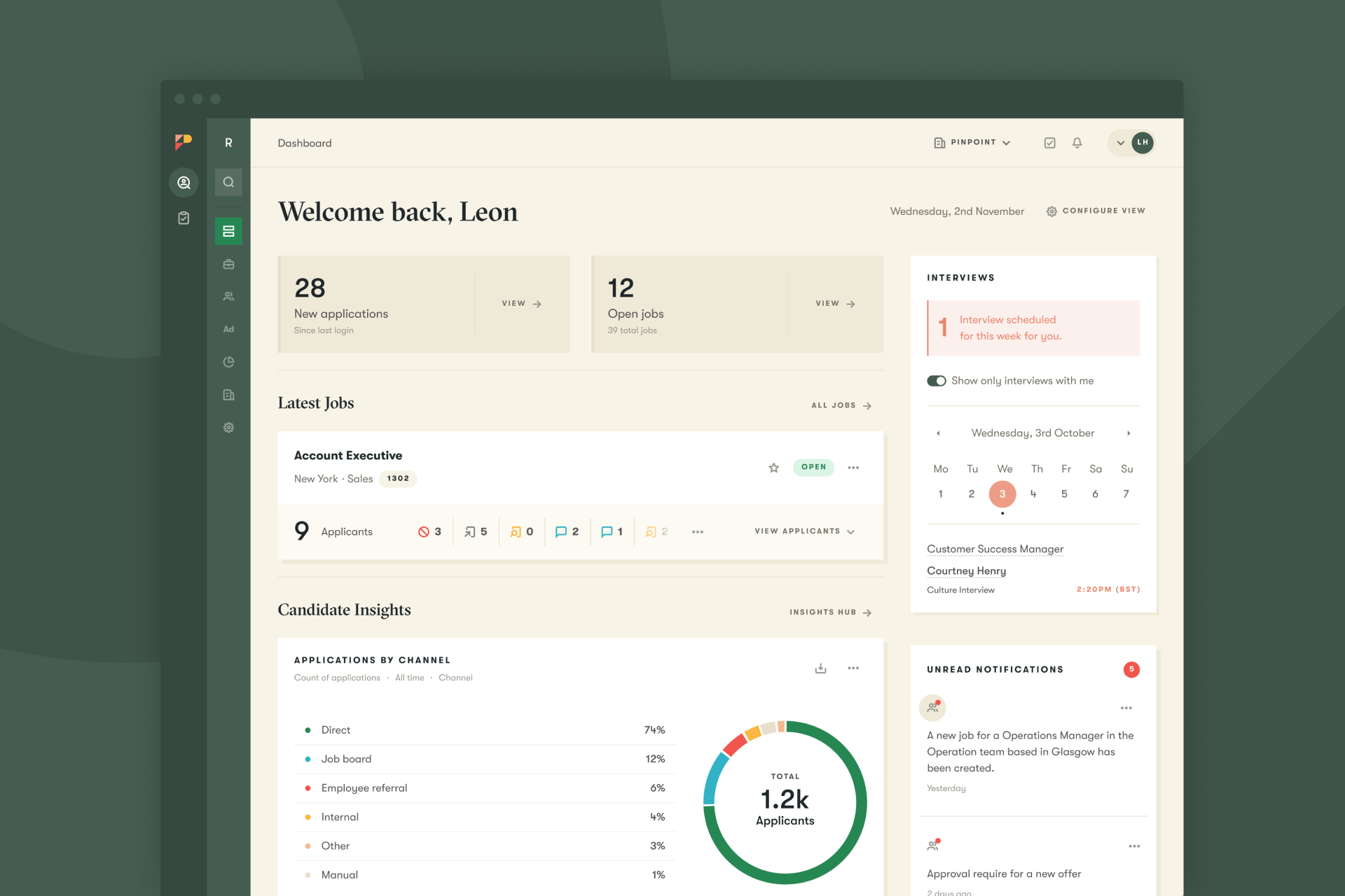 Pinpoint screenshot: Pinpoint Applicant Tracking System