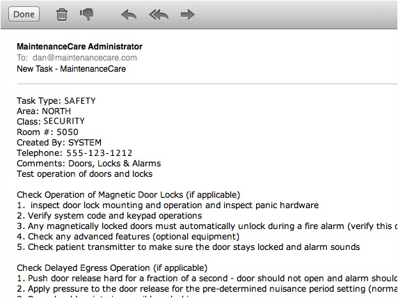 Maintenance Care Software - Maintenance Care sends instant notifications to concerned users when needed