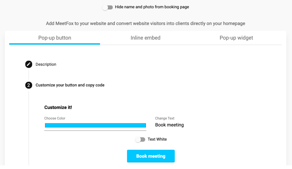 MeetFox add pop-up button
