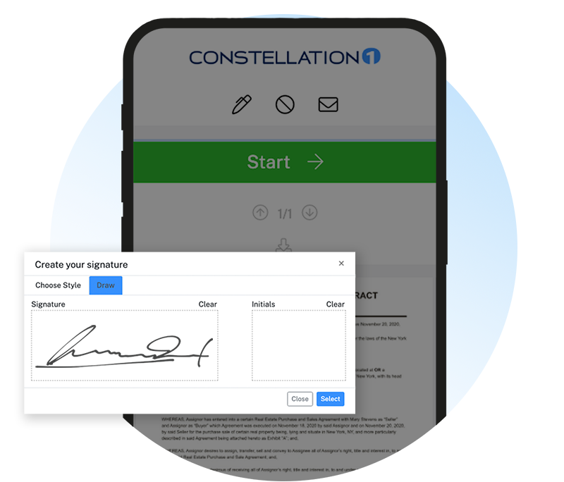 Constellation1 eSign - Signature Options