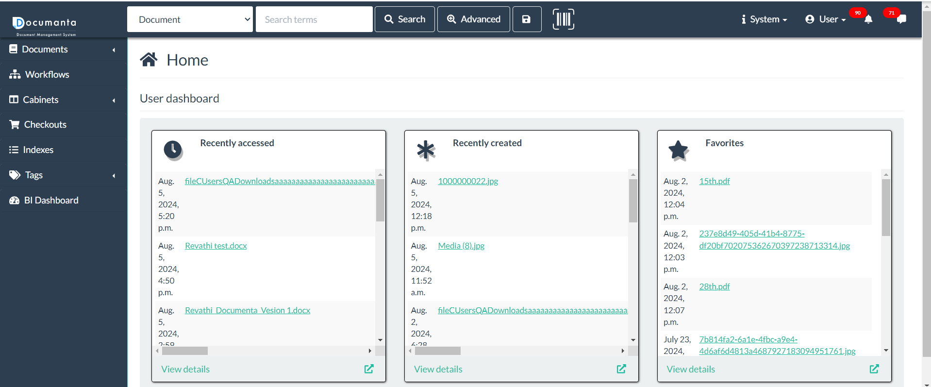 Documanta screenshot: Documanta Home
