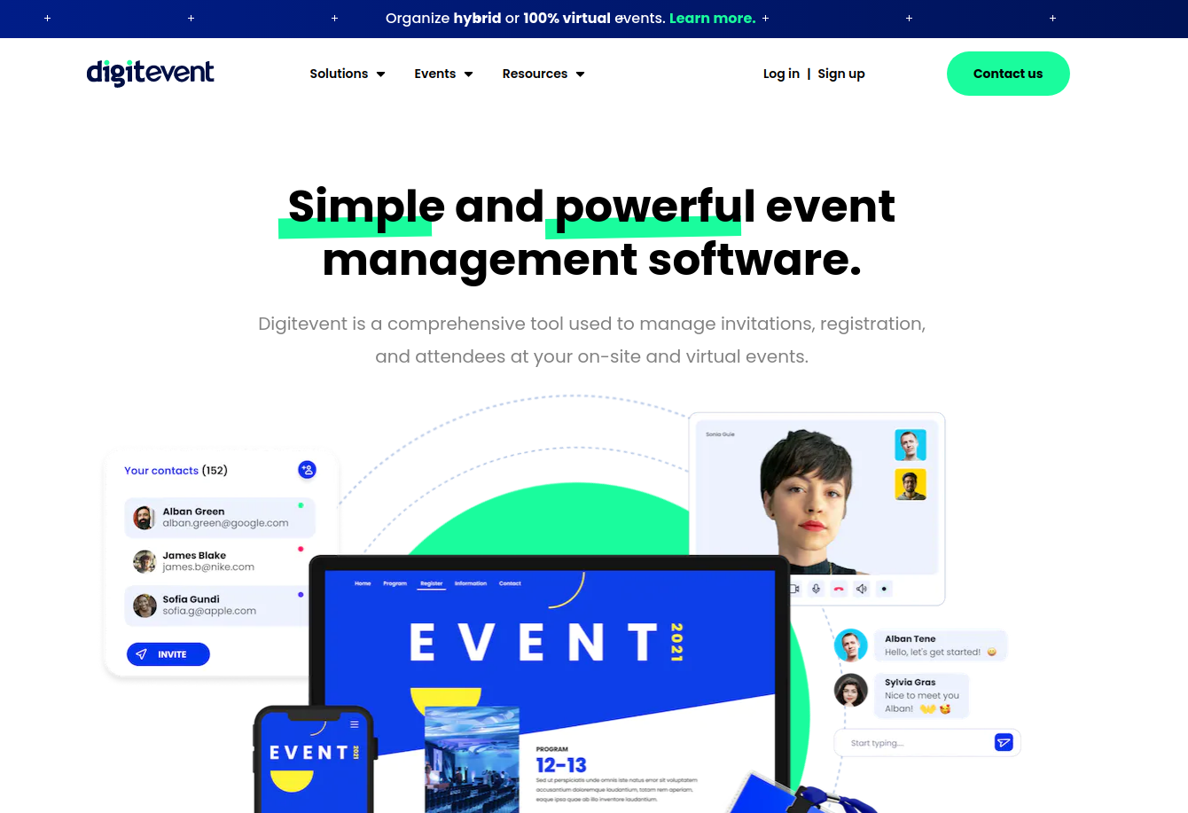 Digitevent Software - Website homepage