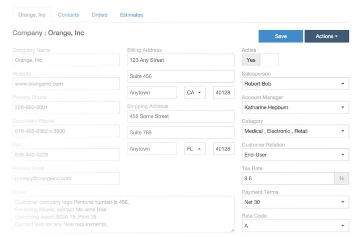 Ordant screenshot: Customer management features are highly customizable, designed around actual user needs