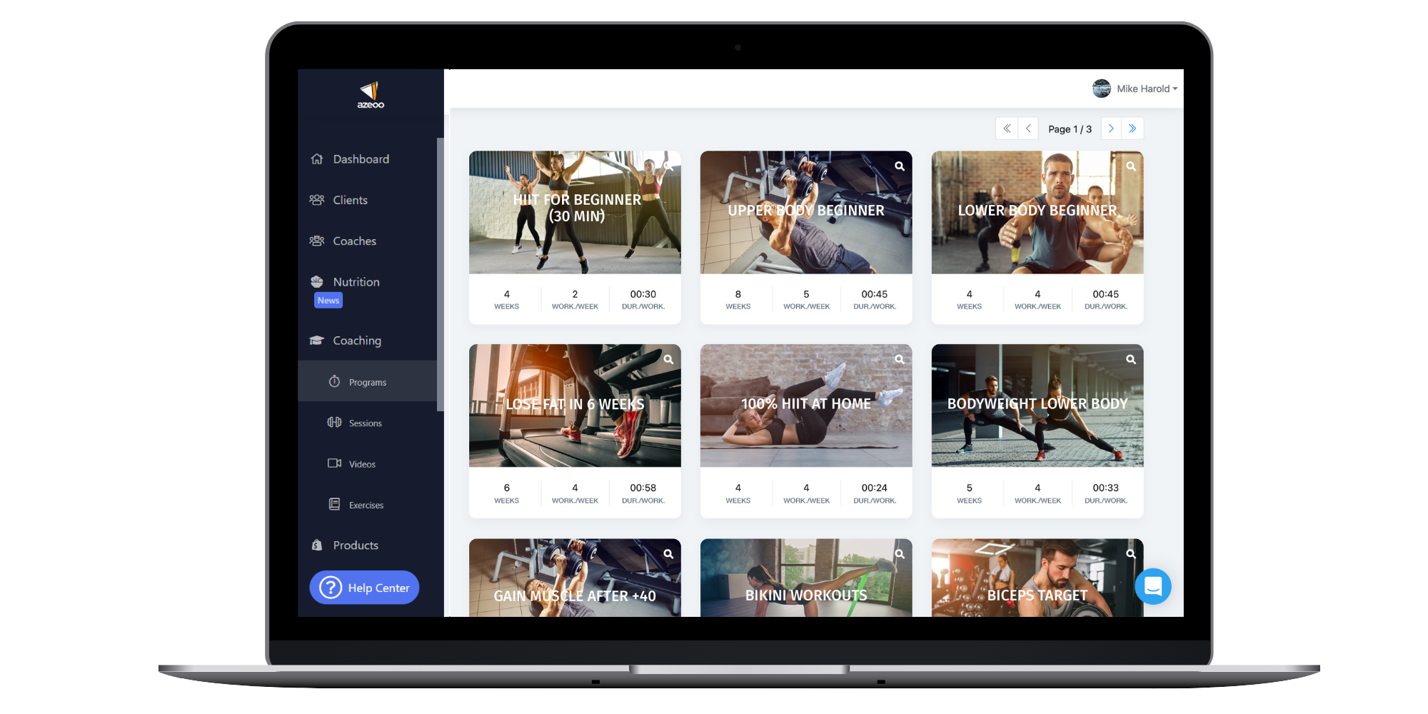 Module to create your workouts. Create your training programs easily with our module. This allows your management to save time and your customers to get a product of improved quality.