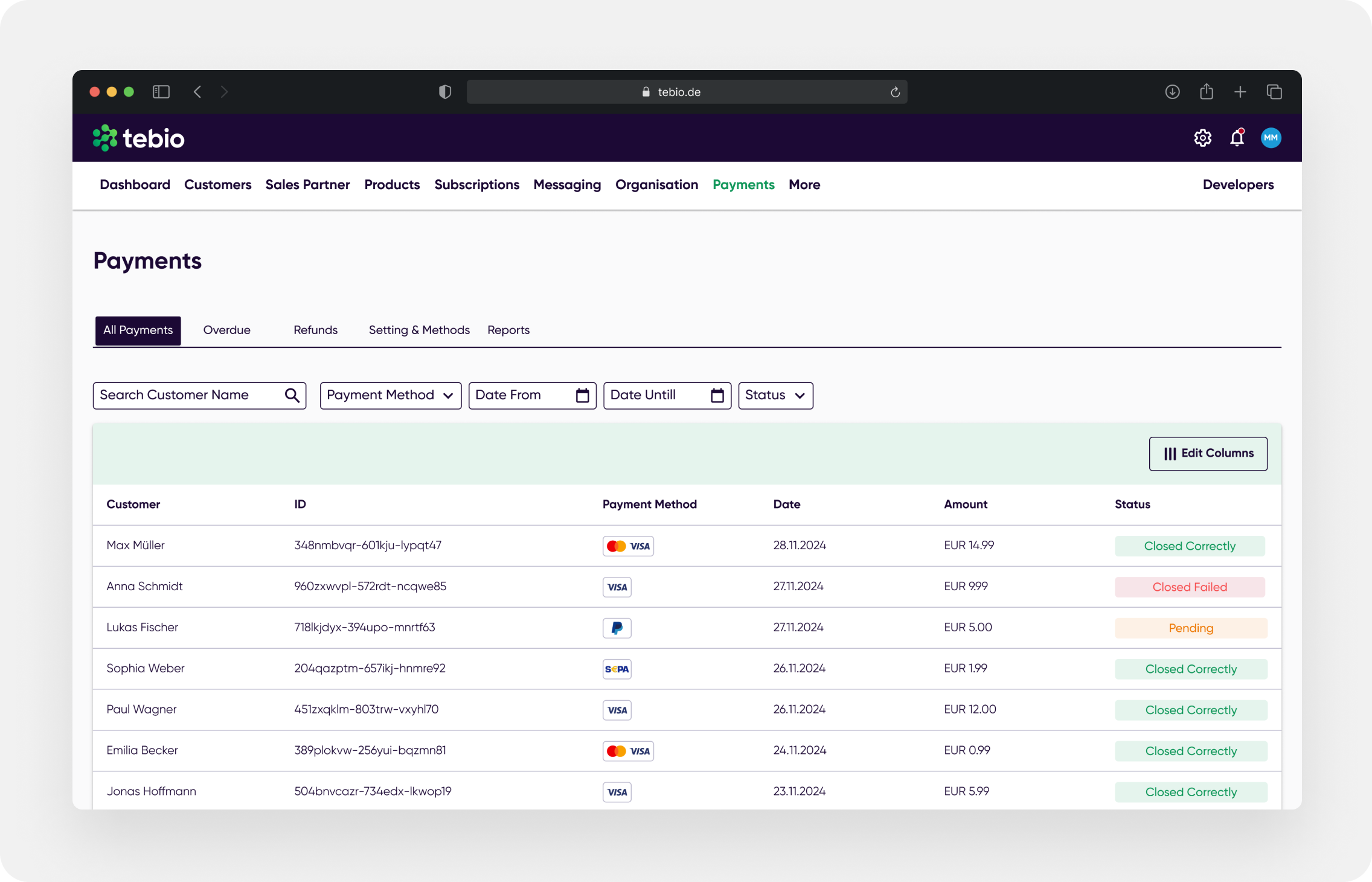 tebio Software - tebio Payments Overview