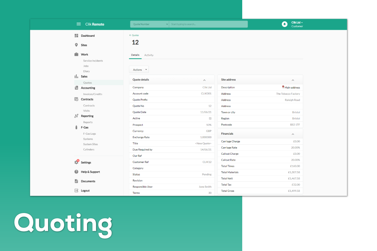 Clik Remote Software - Clik Remote Quoting