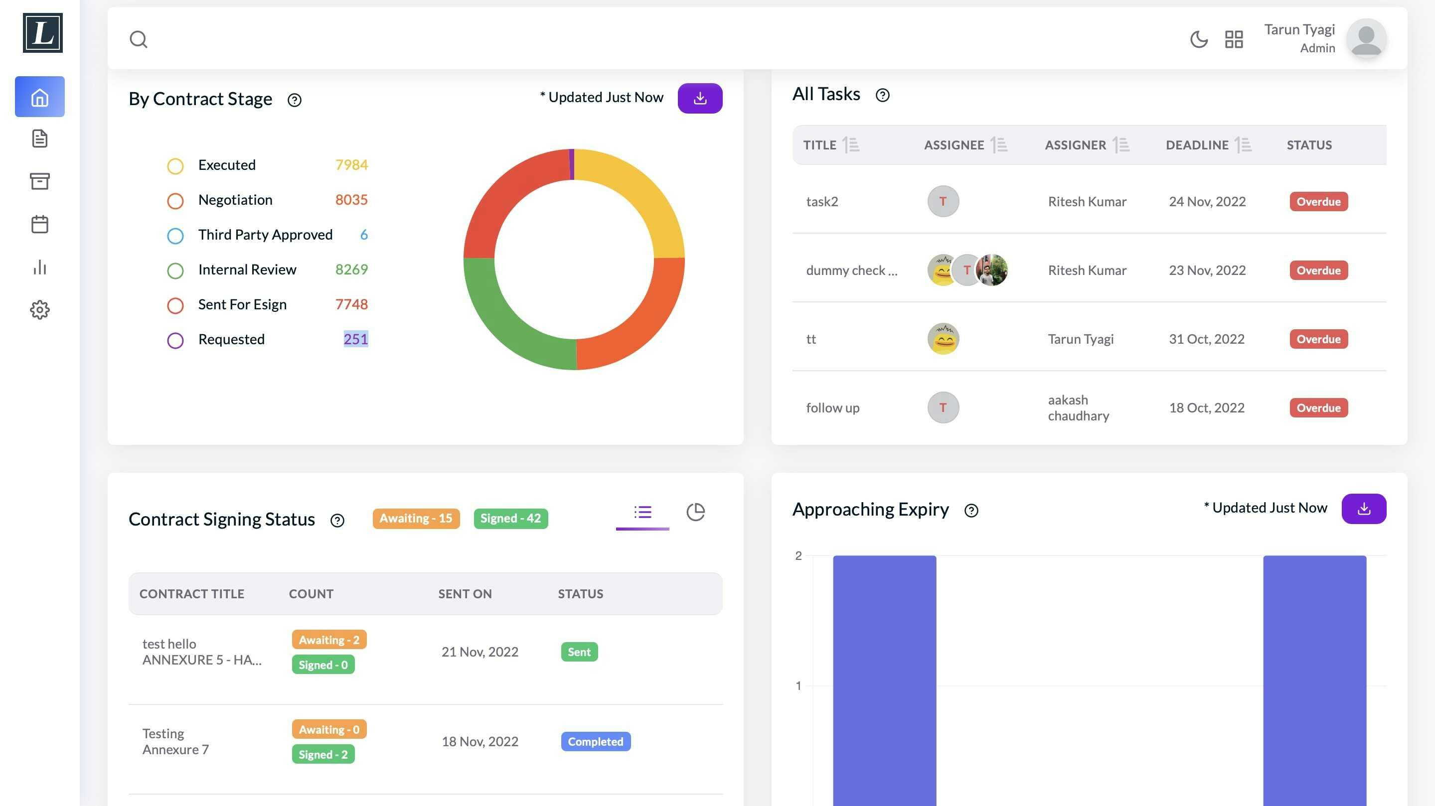 Legistify Software - Legistify dashboard