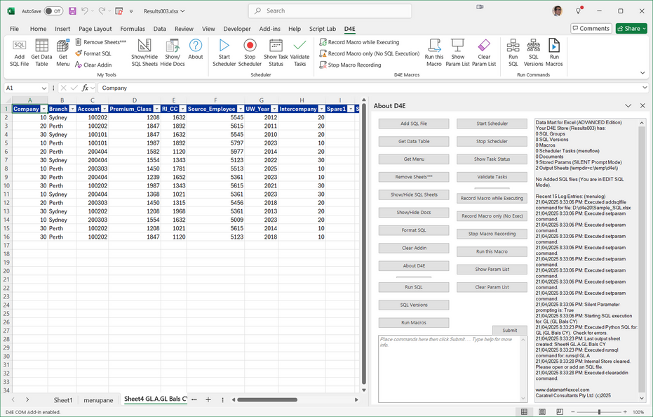 D4E screenshot: About D4E