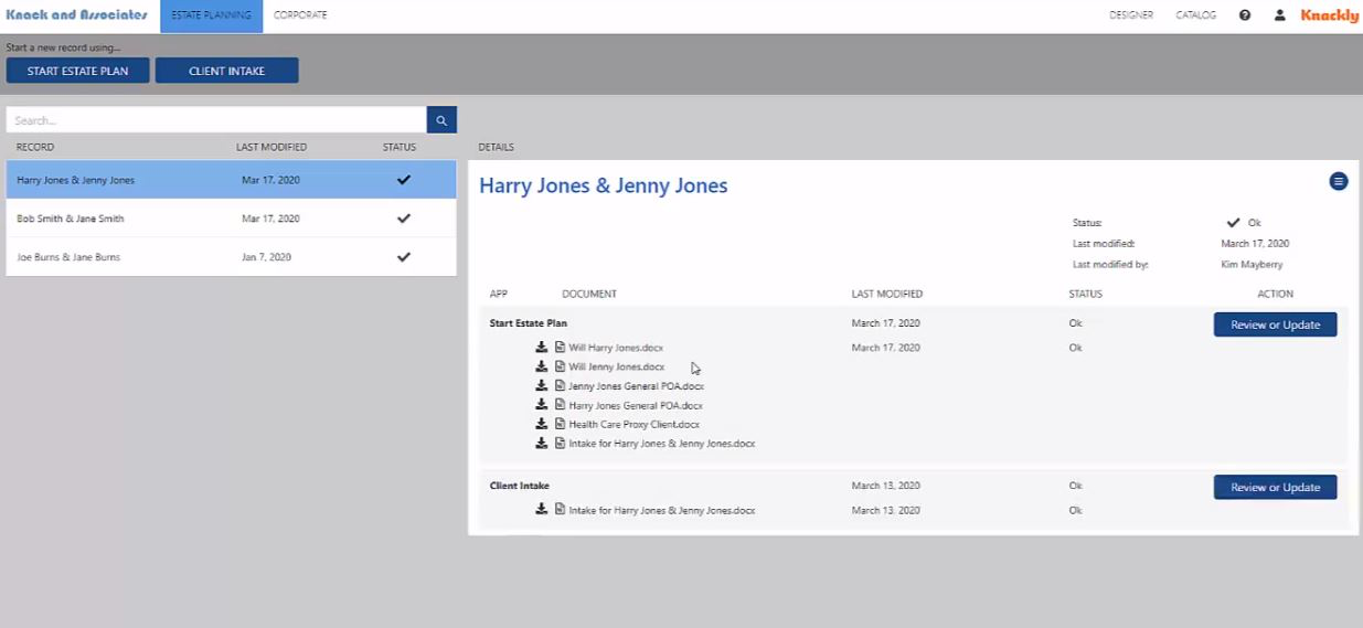 Knackly access client's records