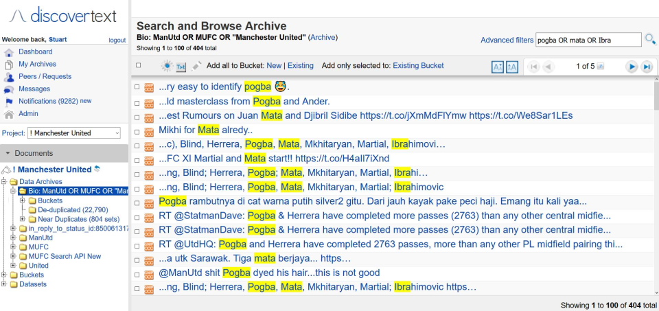 DiscoverText search and browse archive