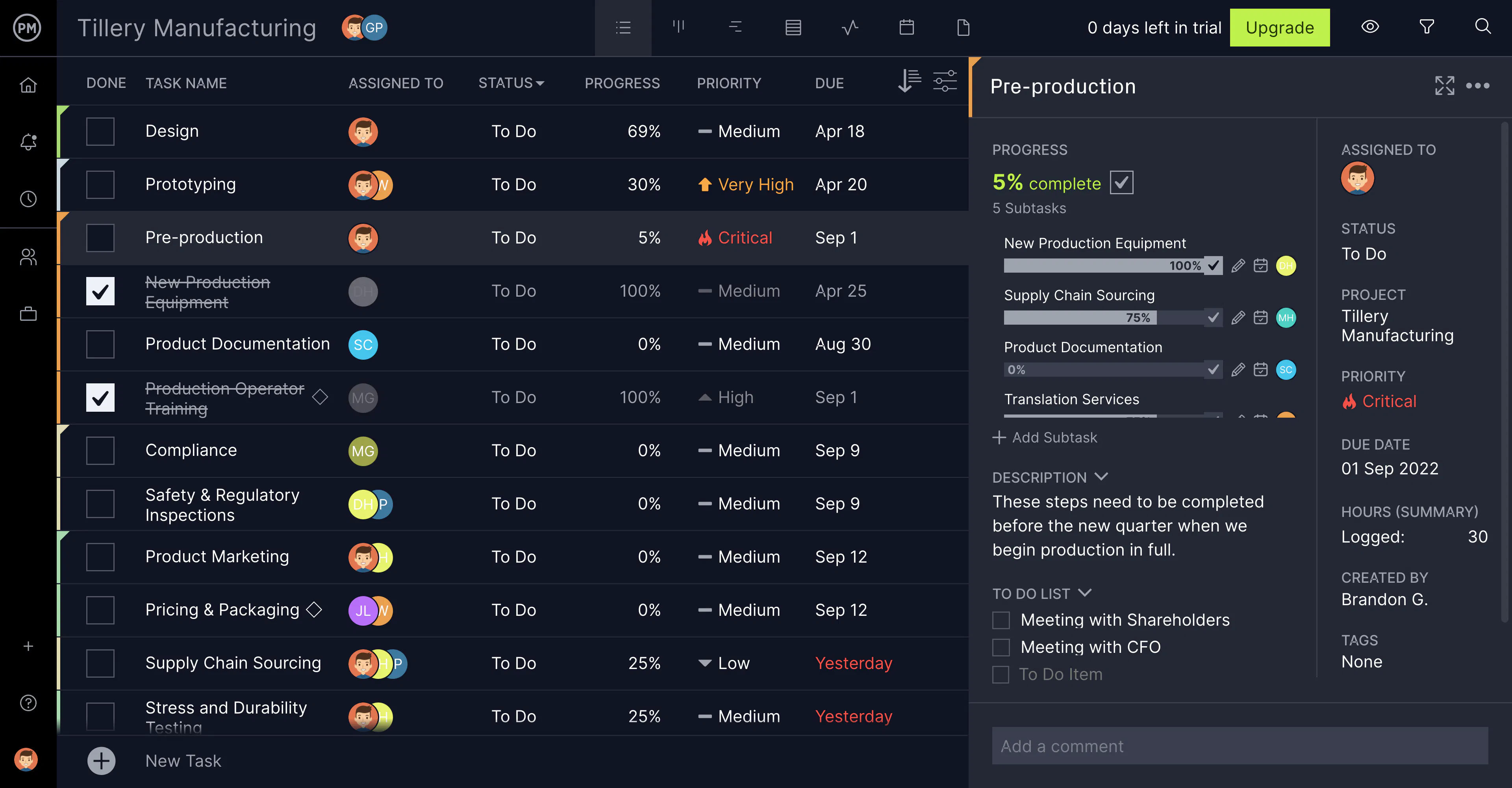 Create weekly tasks, build kick-off checklists, collect meeting action items and more in our List view.