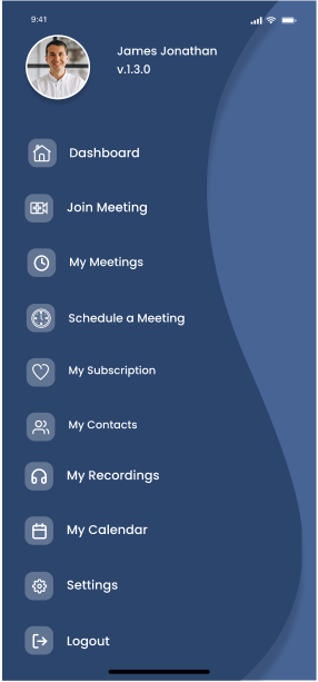 Meet Hour Software - Meet Hour Mobile Menu with Dashboard