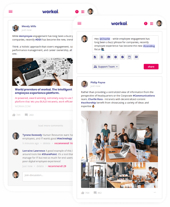 Workai Software - Social networking feature