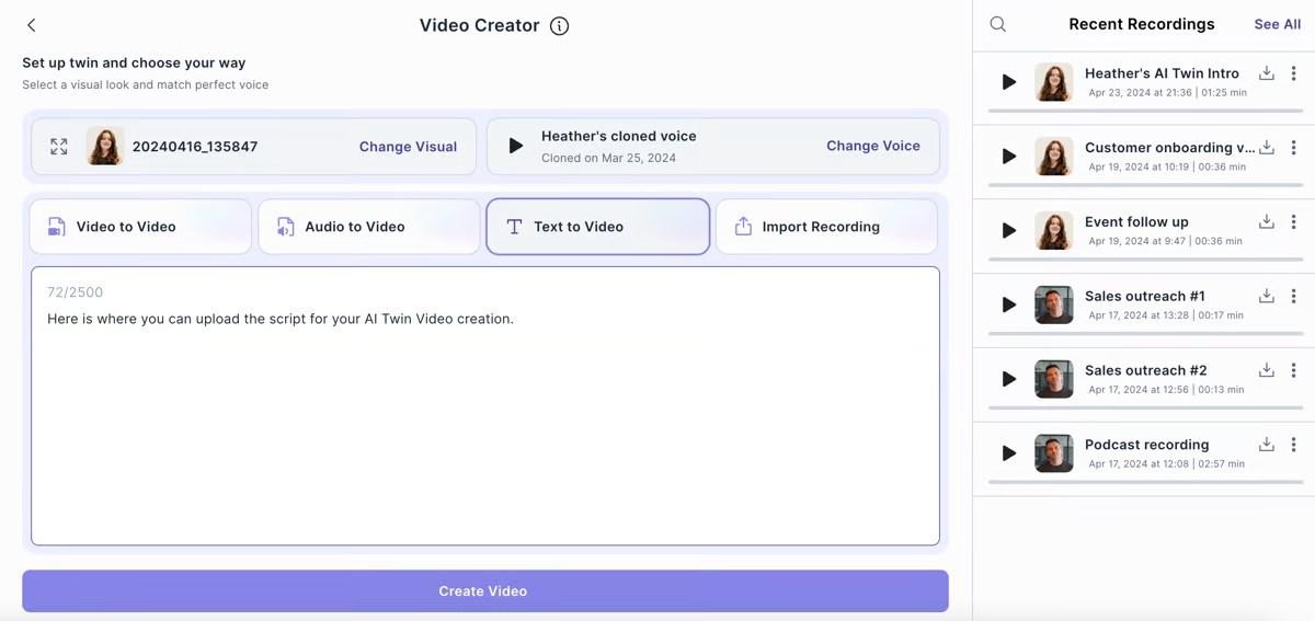 Gemelo AI screenshot: Gemelo AI video creator