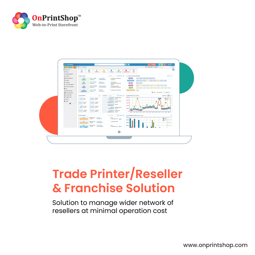 OnPrintShop Software - OnPrintShop's Trade Printer & Franchise Solutions empower businesses with customizable storefronts, automated workflows, multi-channel integration, and advanced reporting & marketing tools for efficient print management.