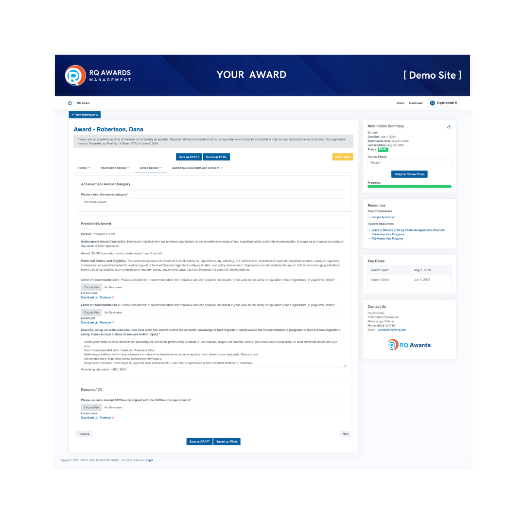 RQ Platform Software - Efficiently manage your entire application process, from initial submission to review and selection, with a user-friendly and intuitive form interface. Create and customize application forms tailored to your specific requirements and criteria.