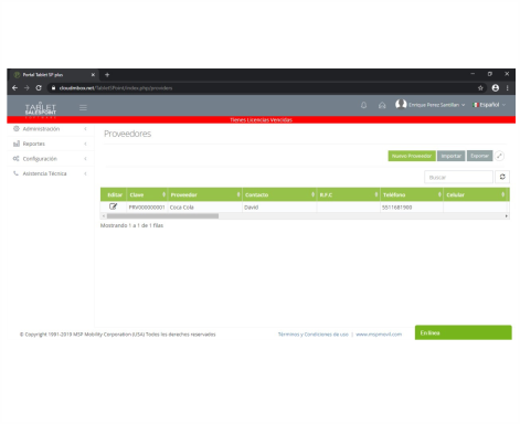 App Tablet SP screenshot: App Tablet SP suppliers