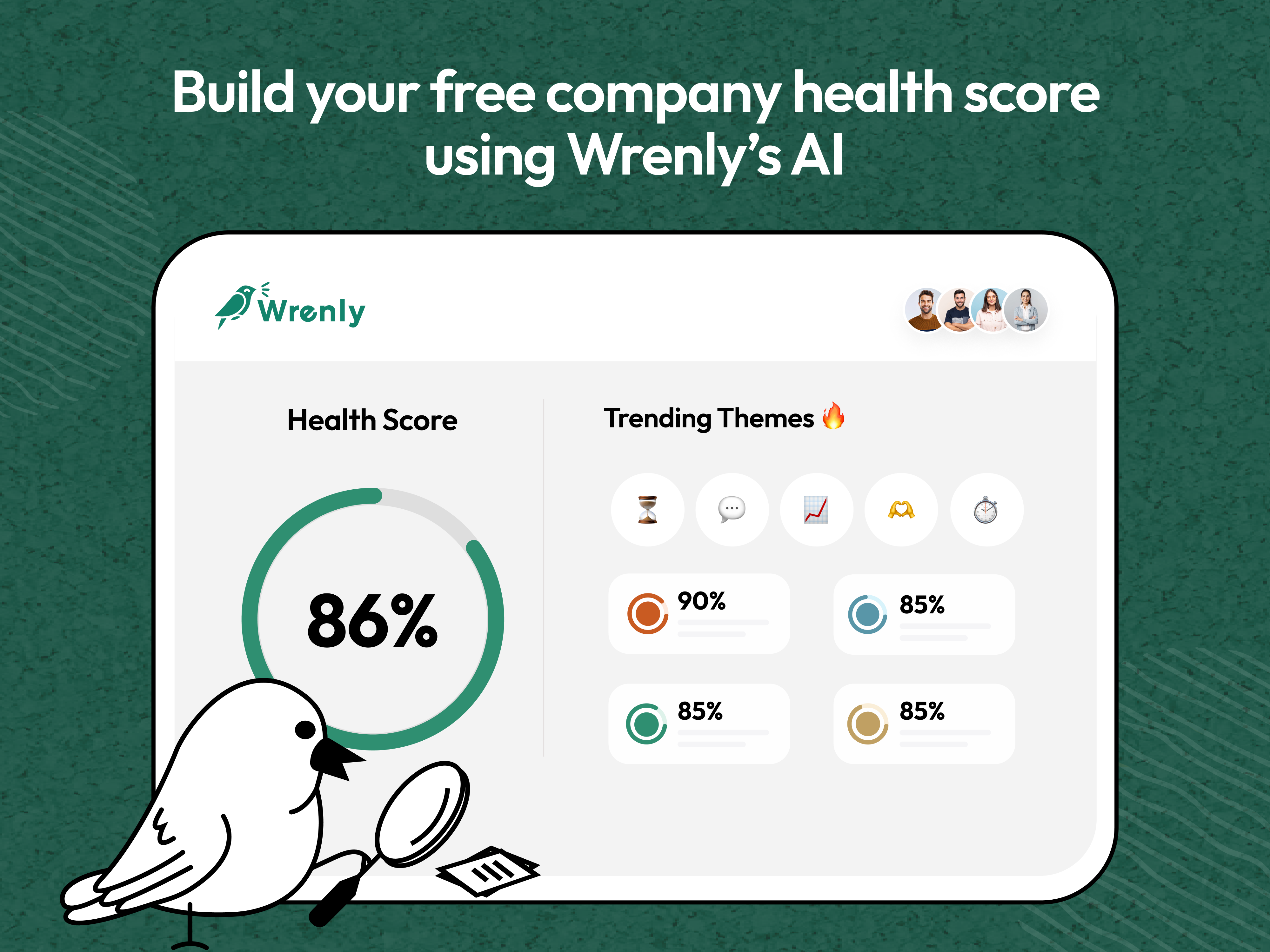 Build your free company health score using Wrenly's AI