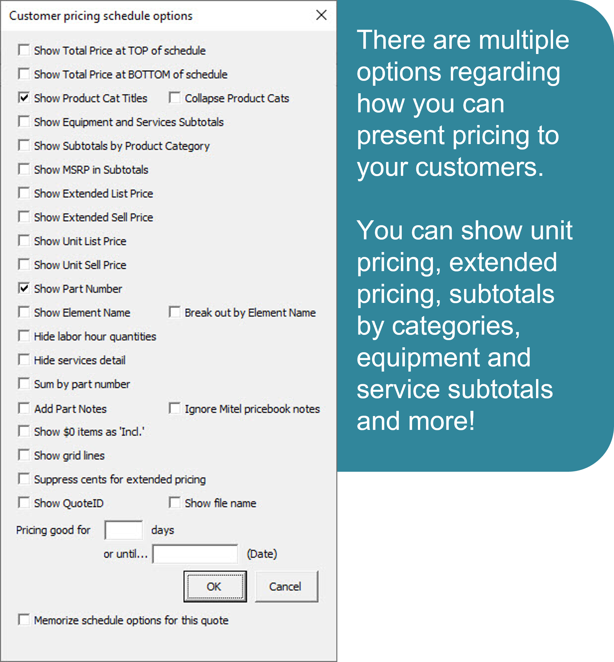 SalesDoc Architect custom pricing schedule options