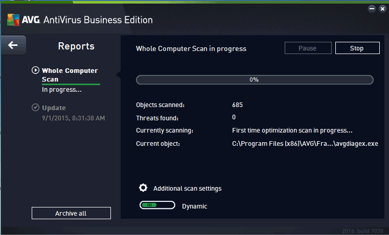AVG Antivirus Business Edition computer scan