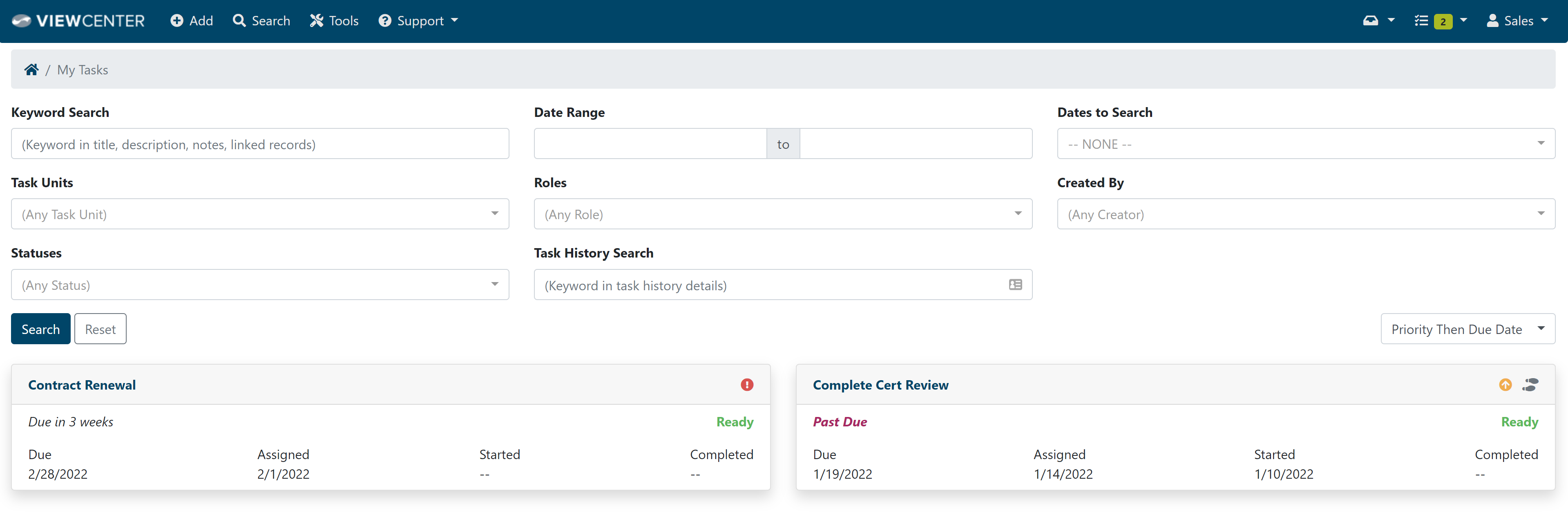 ViewCenter Software - Task Assignments