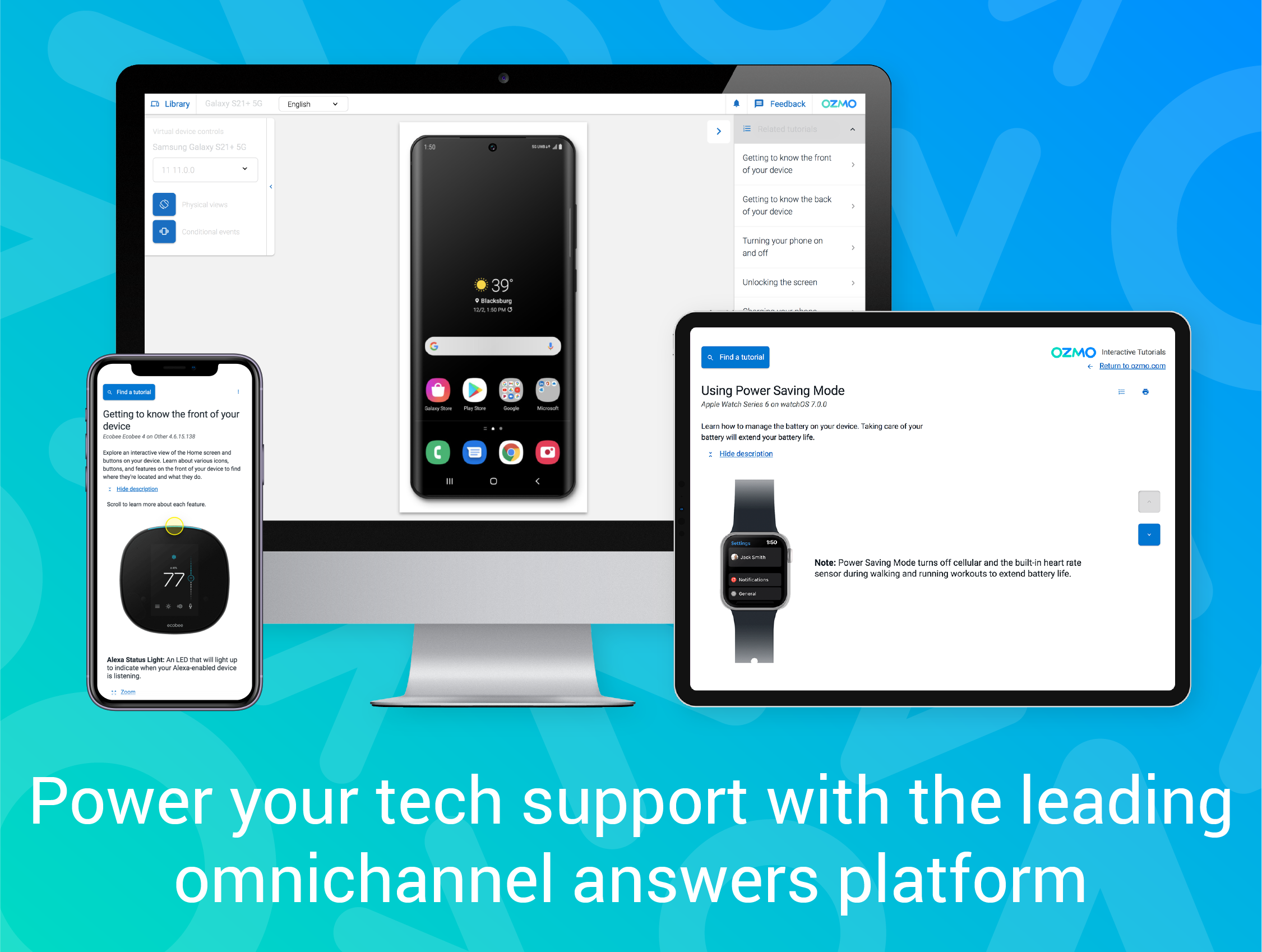 Ozmo Omnichannel Support Platform screenshot: Power your tech support with the leading omnichannel answers platform.