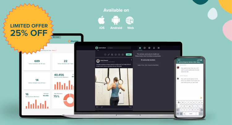 Disciple screenshot: Get 25% of your iOS, Android and Web community app! Hurry - first 30 new customers only!
