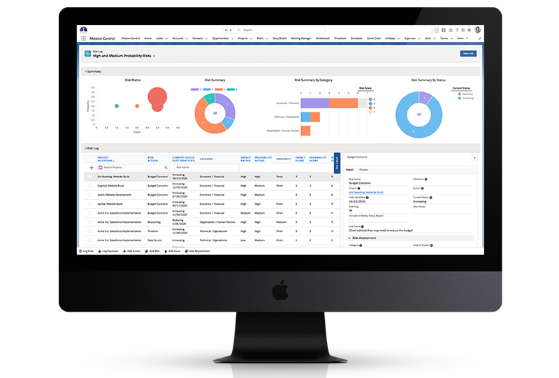 Mission Control Software - Proactively identify and manage potential Risks that could materialize to impact Projects. Assess your Risks against probability and impact on the Risk Matrix.