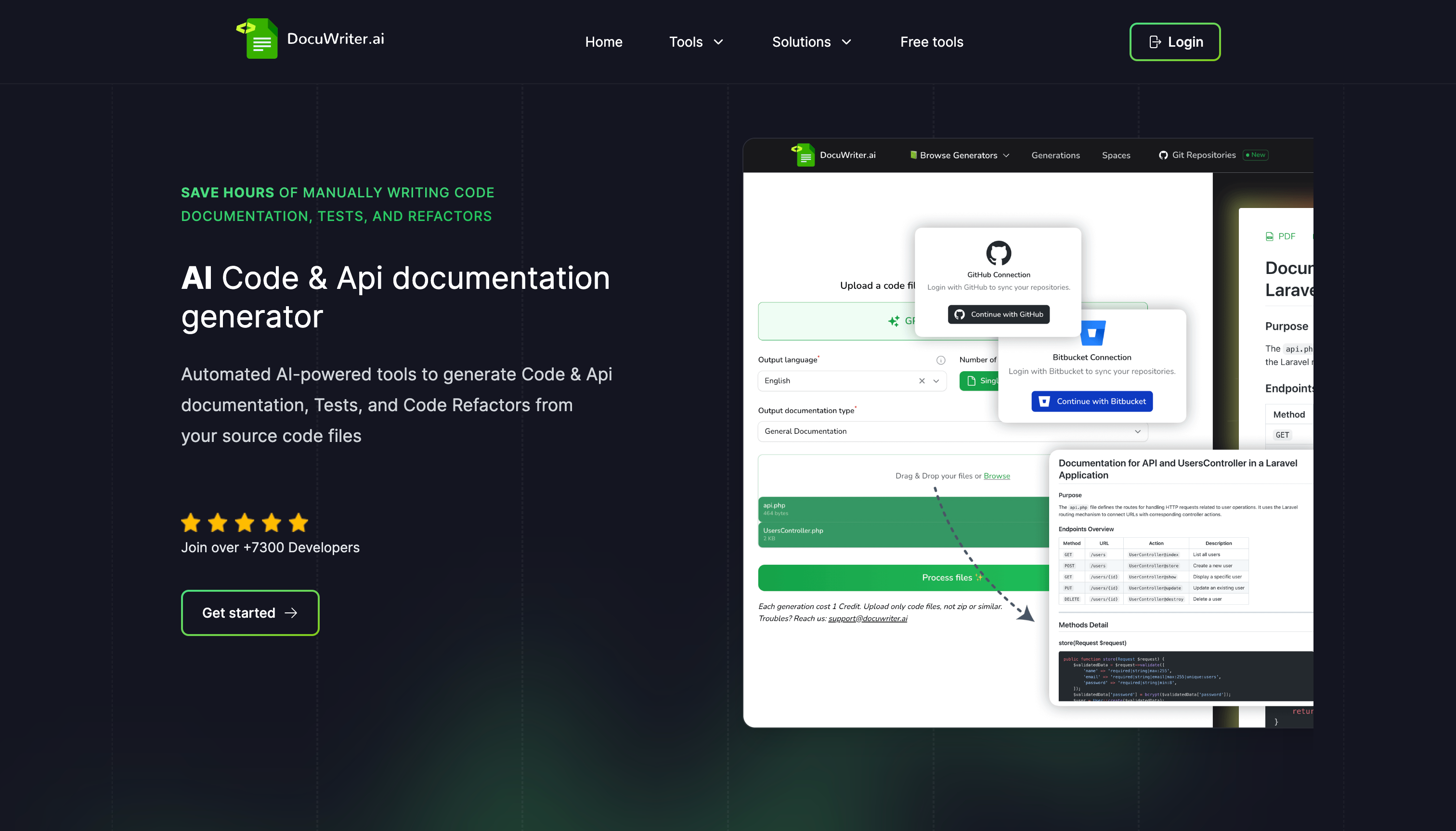 DocuWriter.ai screenshot: AI Code documentation tools
