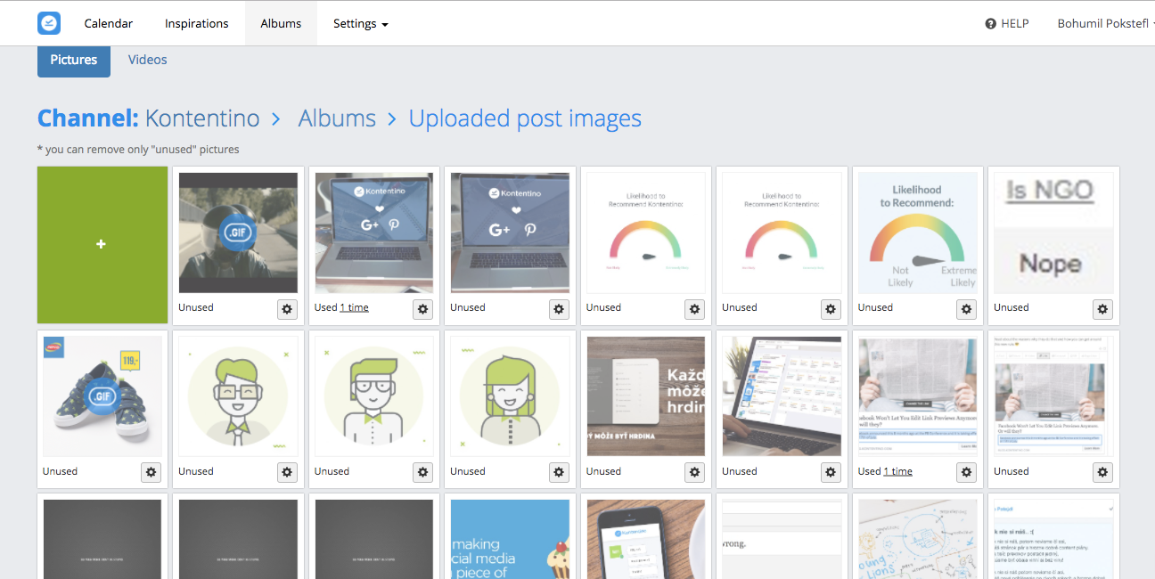 Kontentino Software - All images are saved in albums with unlimited storage