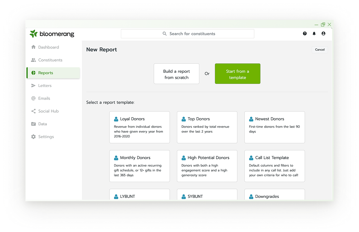 Bloomerang Software - Bloomerang Report Templates