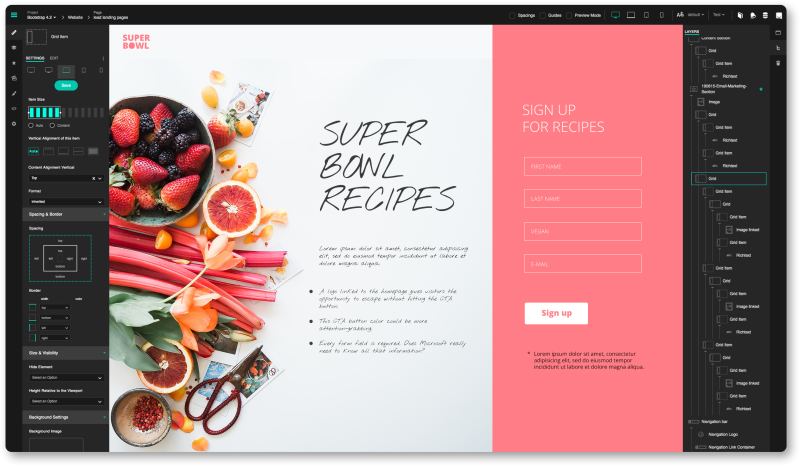 JUNE - Landing Pages screenshot: The Landing Page & Website Editor JUNE