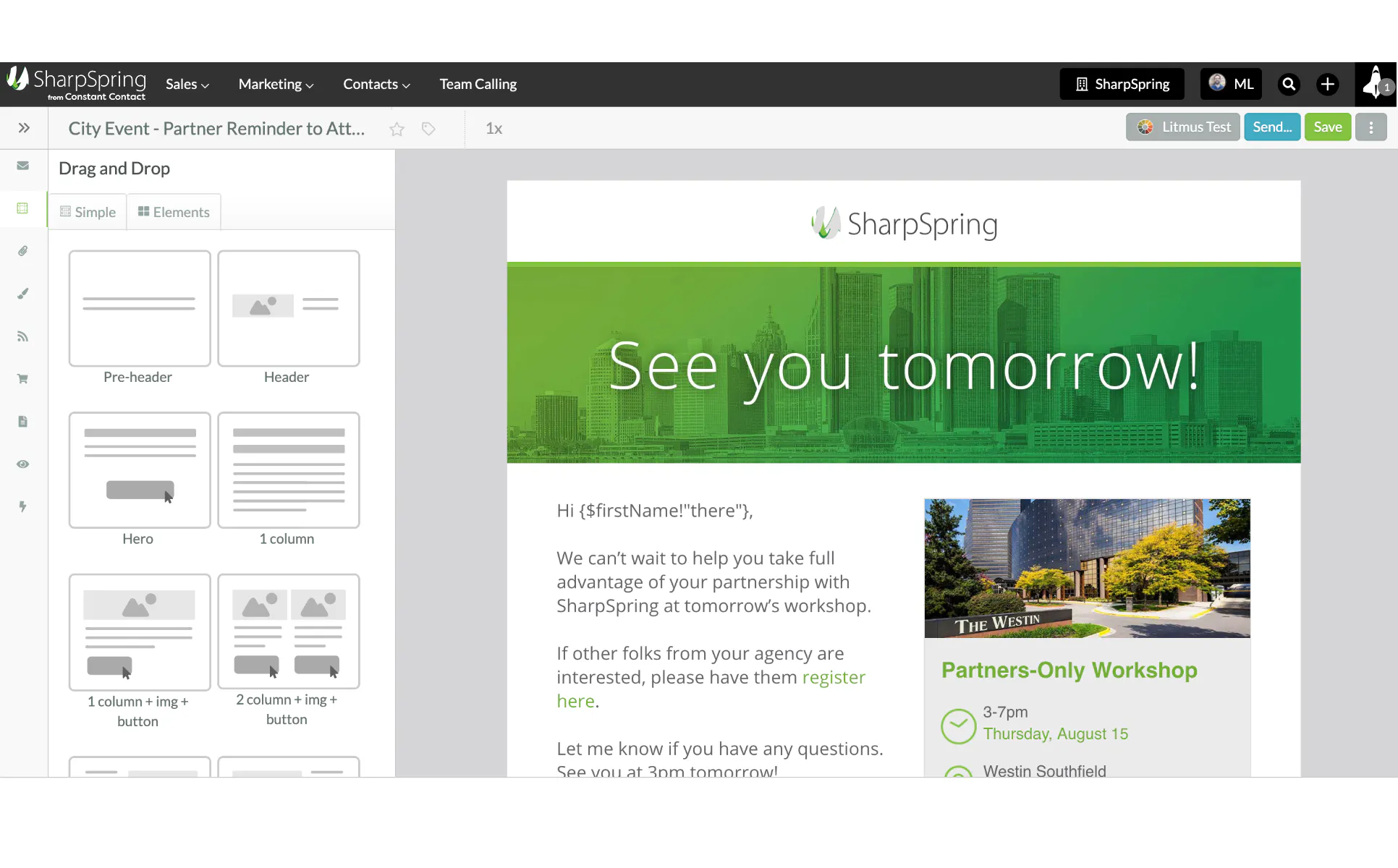 Create striking emails in real-time with the ¿what you see is what you get¿ editor in SharpSpring. Continually preview the finished design with an intuitive split-screen view.