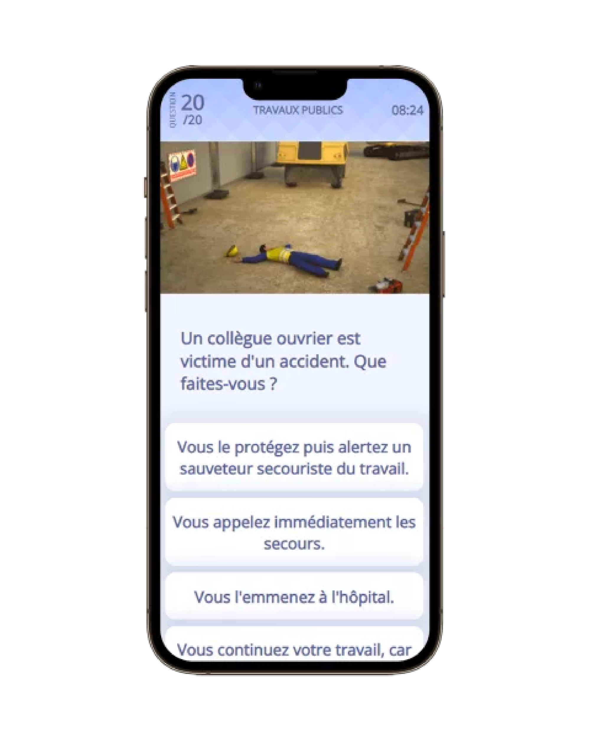 E-testing screenshot: Rasing awareness serious game