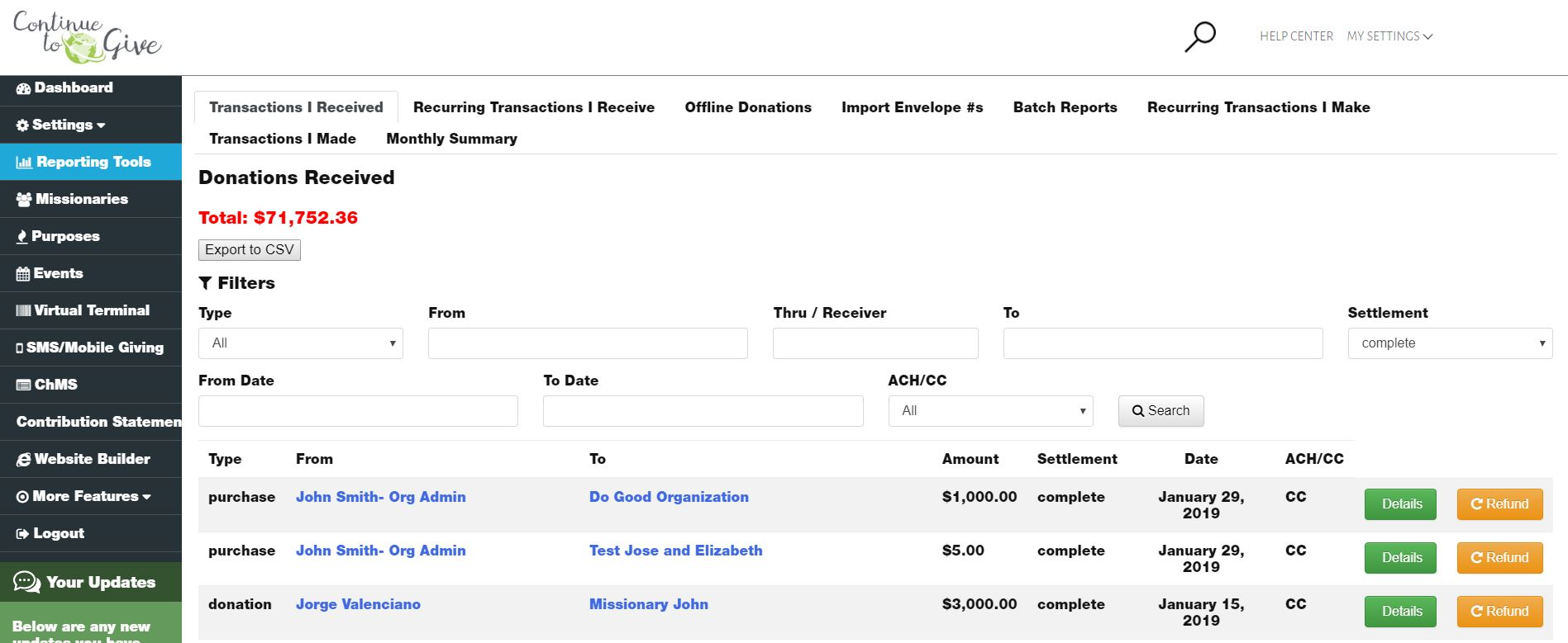 Reporting tools allow users to apply filters to various types of data