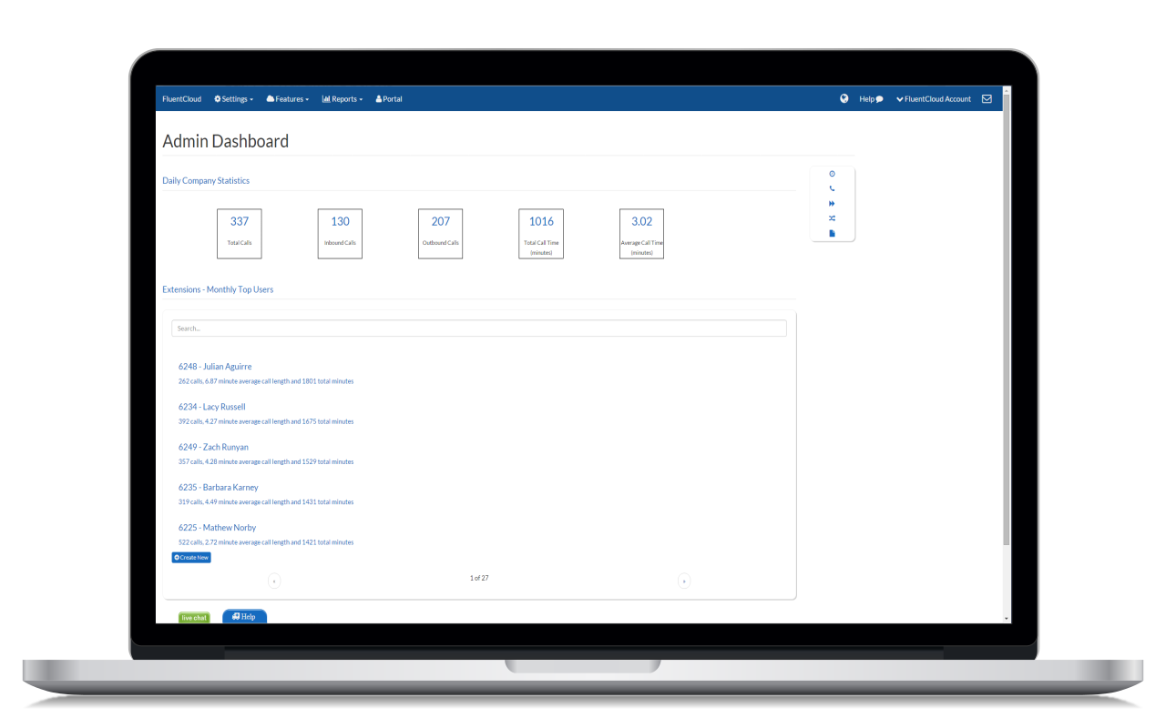 Cloud phone systems make it possible for administrators to make changes to the system without costly calls to a support team. My FluentCloud Web Portal gives variable levels of access to make changes on a system-wide level or at the user level.