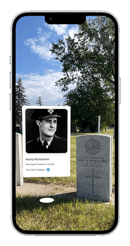 Augmented reality cemetery biography on Memory Anchor