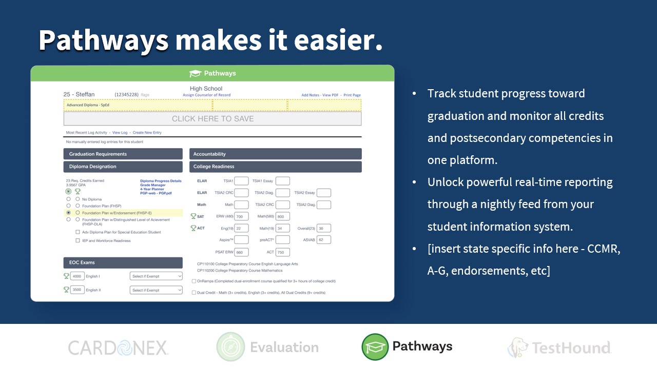 Pathways makes college and career readiness and graduation tracking easier.