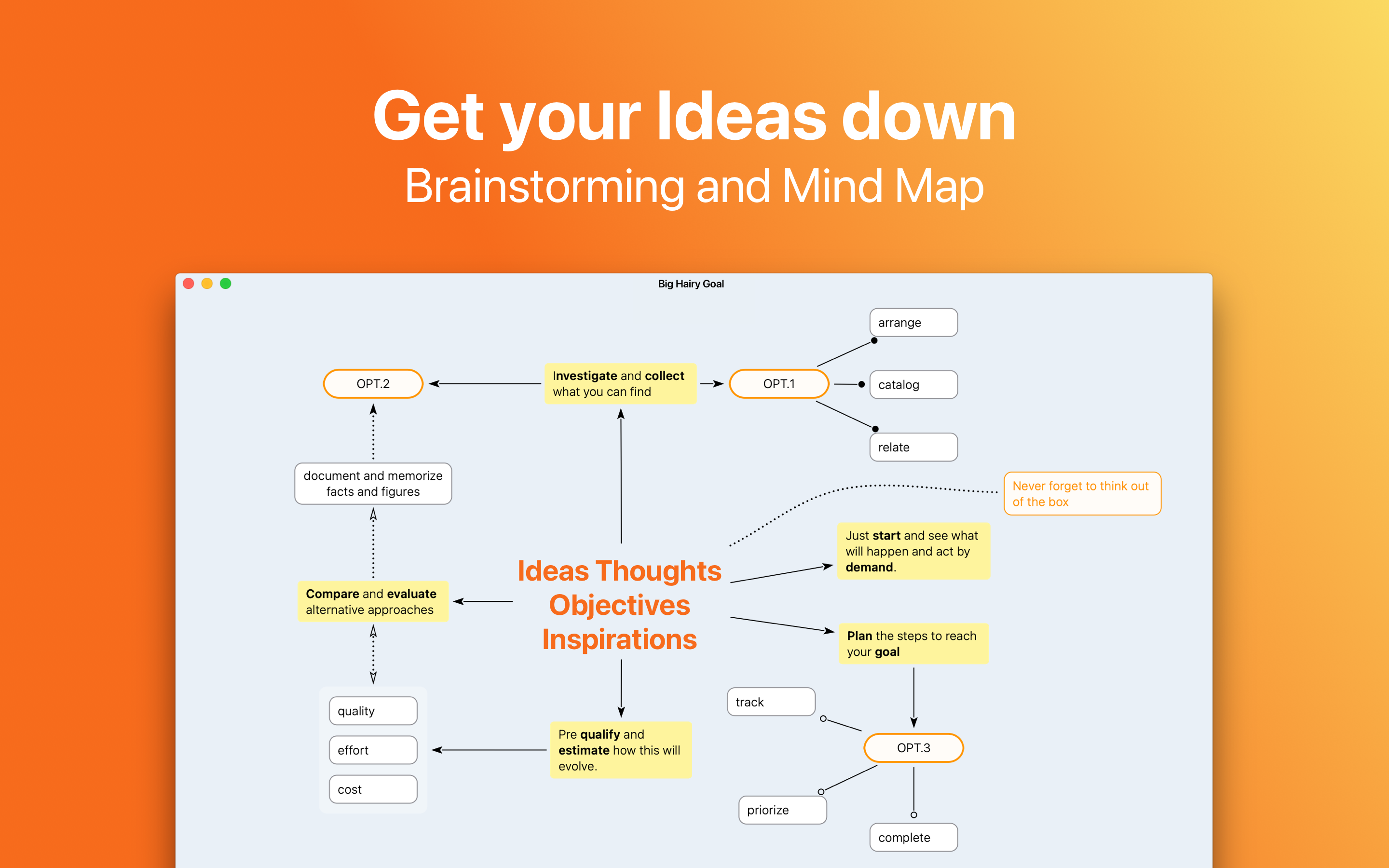 Big Hairy Goal Software - Brainstorming and Mind mapping