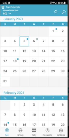 TigerConnect Physican Scheduling screenshot: TigerConnect Physician Scheduling provides clickable calendars so staff can see who's on call any day.