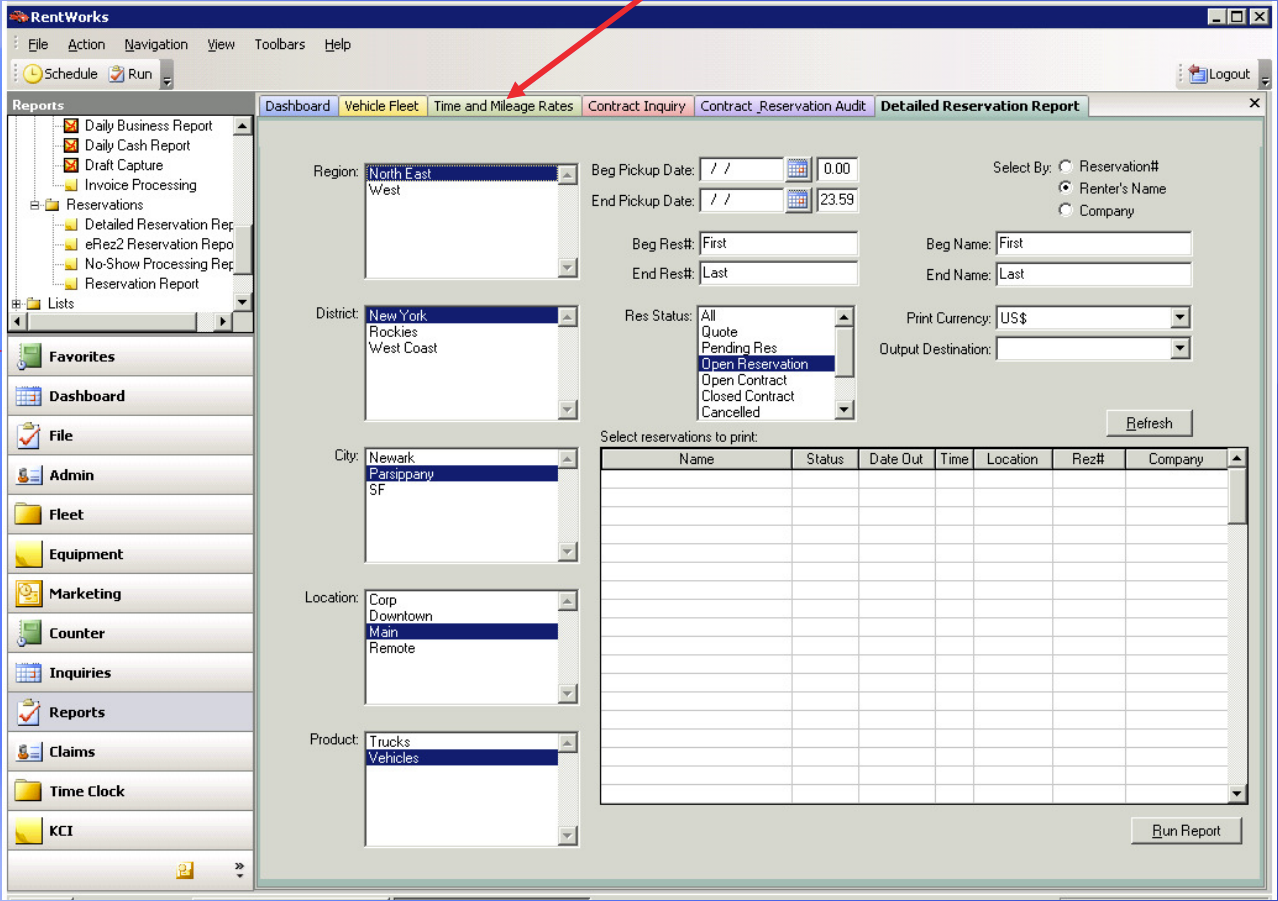RentWorks Software - Each new program opened in RentWorks creates a new tab allowing users to switch between as they work.