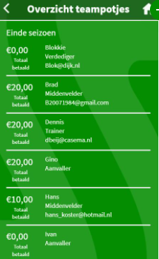 Sideline Software - Player fees & payments